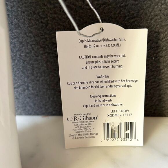 Let It Snow! Travel Mug with Lid Ceramic Double-Wall Coffee Cup 12 oz CR Gibson - Picture 9 of 9